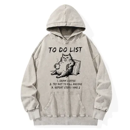 Tokyo-Tiger Cat's To-Do List Washed Hoodie
