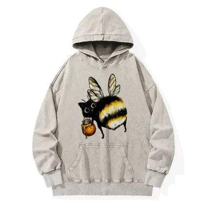 Tokyo-Tiger Cute Catbee Butt Washed Hoodie