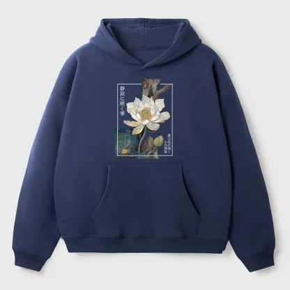 Tokyo-Tiger Blooming Lotus Japan Aldult Fleece Hoodie