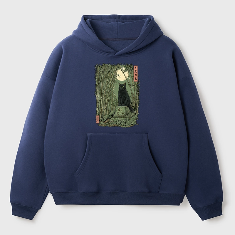 Tokyo-Tiger Black Cat In The Bamboo Forest Aldult Fleece Hoodie