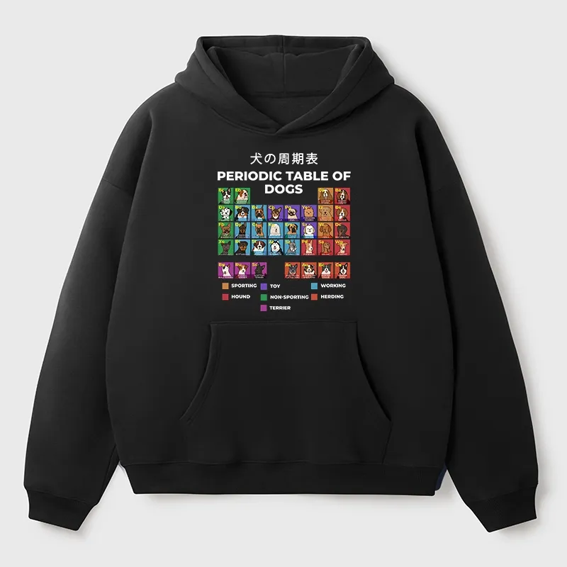 Tokyo-Tiger Periodic Table Of Dogs Aldult Fleece Hoodie