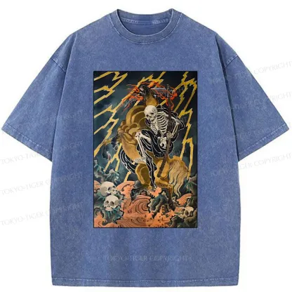 Tokyo-Tiger Ukiyo-e Death God Washed T-Shirt