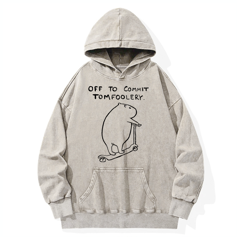 Tokyo-Tiger Capybara Is Ready To Do Something Bad Washed Hoodie