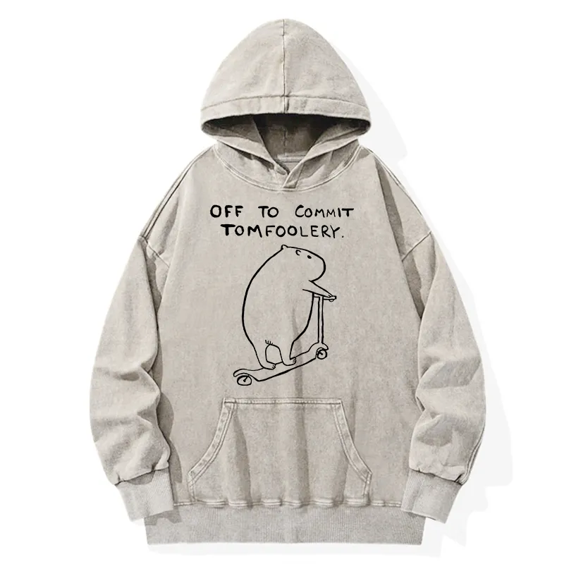 Tokyo-Tiger Capybara Is Ready To Do Something Bad Washed Hoodie