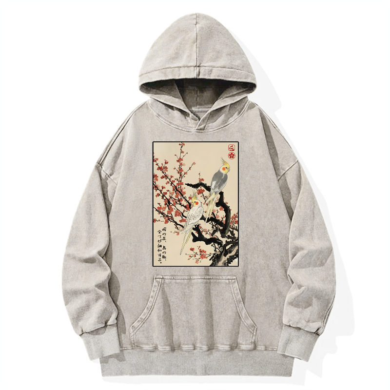 Tokyo-Tiger Whispers of Silent Blossoms Washed Hoodie
