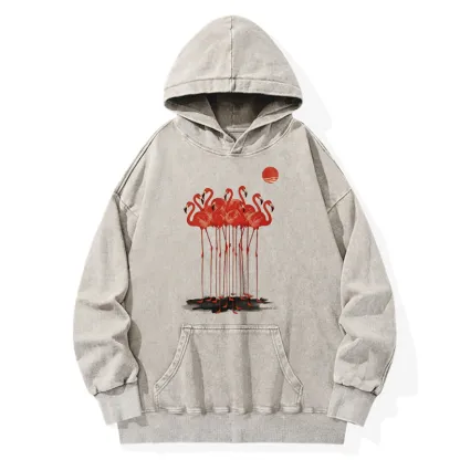 Tokyo-Tiger Flamingos at Dusk Washed Hoodie