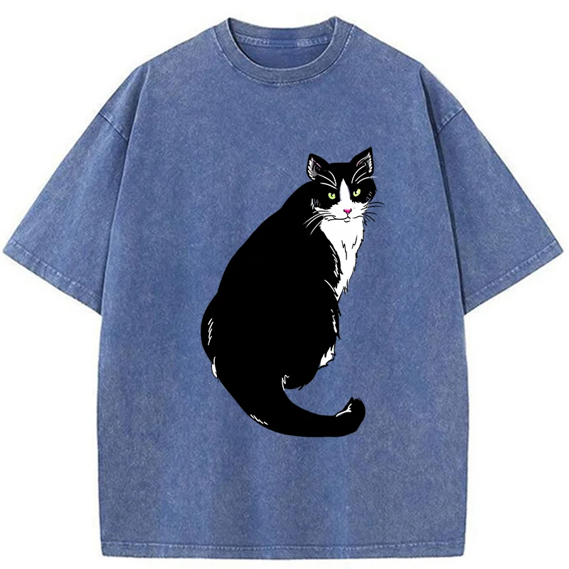Tokyo-Tiger Elegant Cat Washed T-Shirt