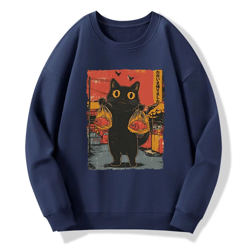 Tokyo-Tiger Cat Fishing Japanese Classic Sweatshirt