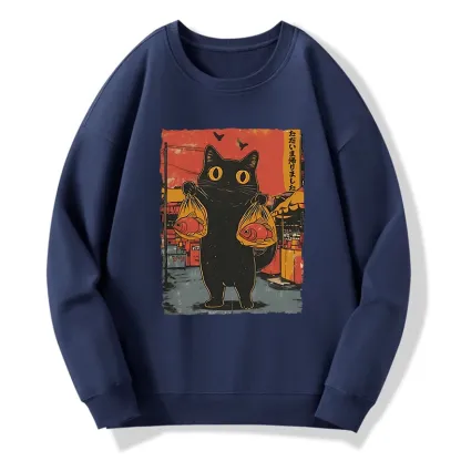 Tokyo-Tiger Cat Fishing Japanese Classic Sweatshirt