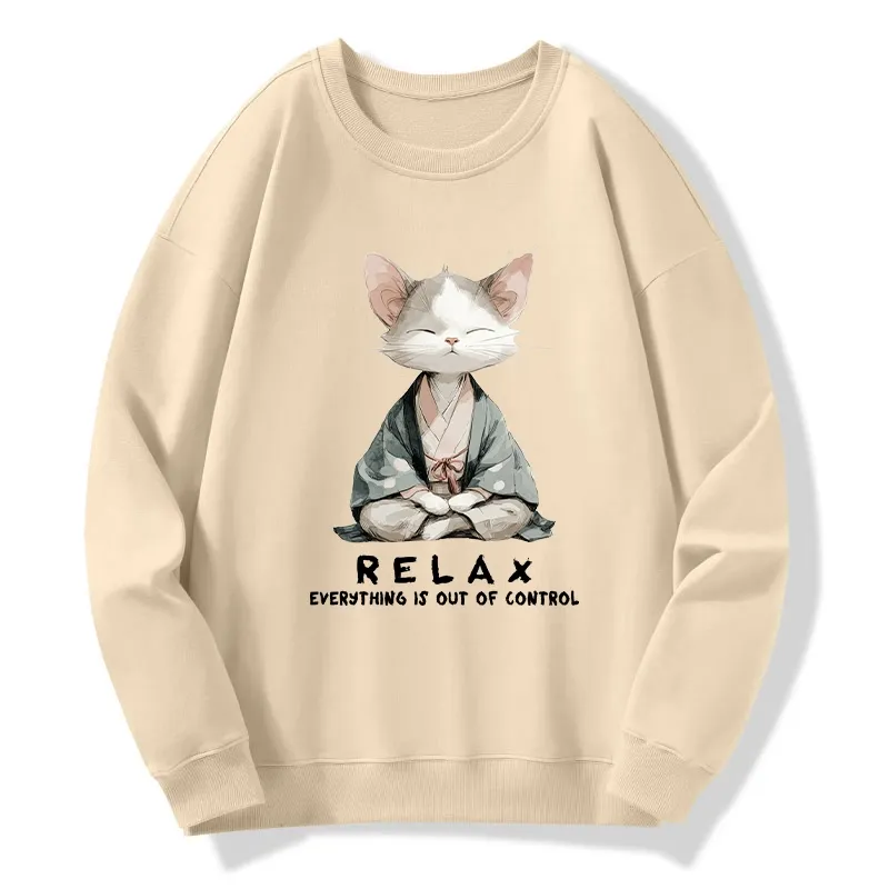 Tokyo-Tiger Zen Cat Relaxation，Everything's Out Of Control Classic Sweatshirt