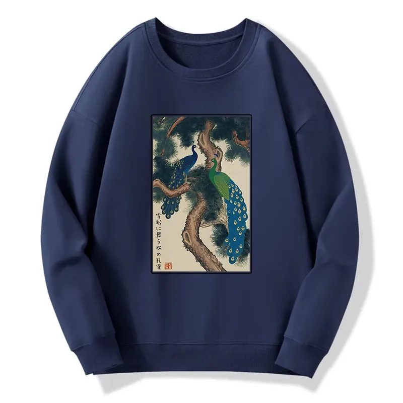Tokyo-Tiger Peacocks in Snowy Pines Classic Sweatshirt