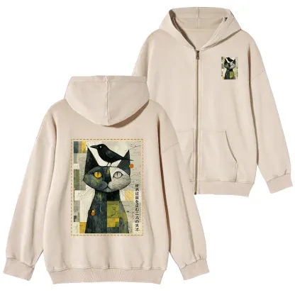 Tokyo-Tiger The Cat And The Crow Are Planning To Rule The World Washed Zip Hoodie