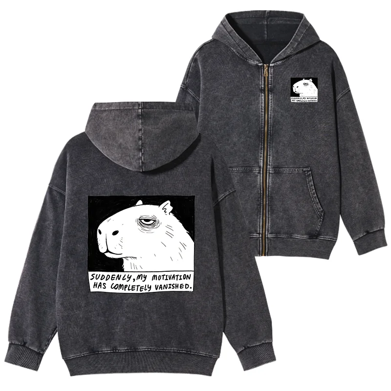 Tokyo-Tiger Power Has Completely Disappeared Washed Zip Hoodie