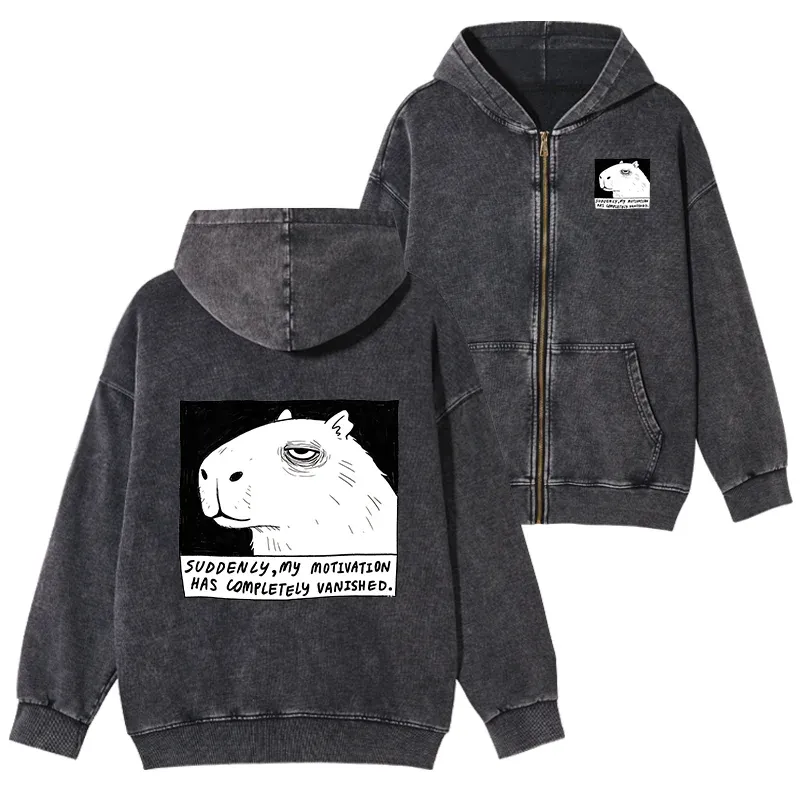 Tokyo-Tiger Power Has Completely Disappeared Washed Zip Hoodie