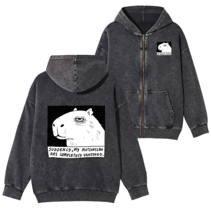 Tokyo-Tiger Power Has Completely Disappeared Washed Zip Hoodie