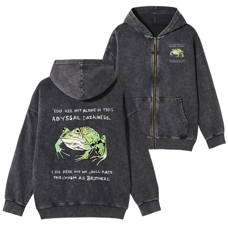Tokyo-Tiger Support Your Frog Friends Washed Zip Hoodie