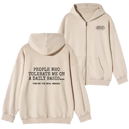 Tokyo-Tiger Anyone Who Puts Up With Me Is A Hero Washed Zip Hoodie