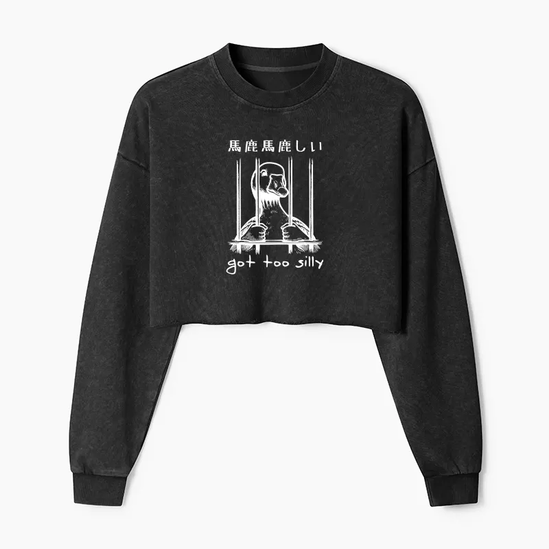 Tokyo-Tiger Got Too Silly Washed Crop Sweatshirt