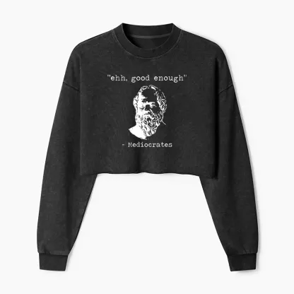 Tokyo-Tiger Mediocrates Meme Washed Crop Sweatshirt
