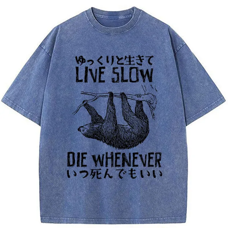 Tokyo-Tiger Slow-living Sloth Washed T-Shirt