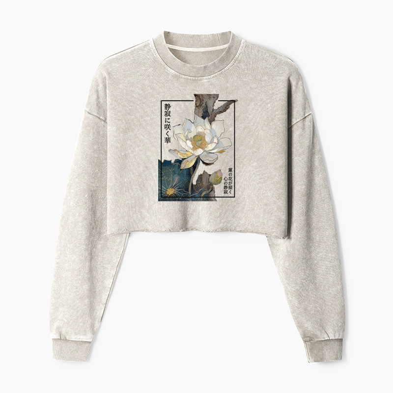 Tokyo-Tiger Blooming Lotus Japan Washed Crop Sweatshirt