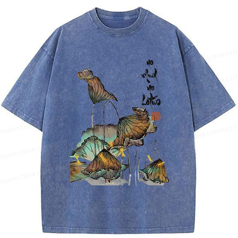 Tokyo-Tiger Zen Sayings No Mud No Lotus Washed T-Shirt