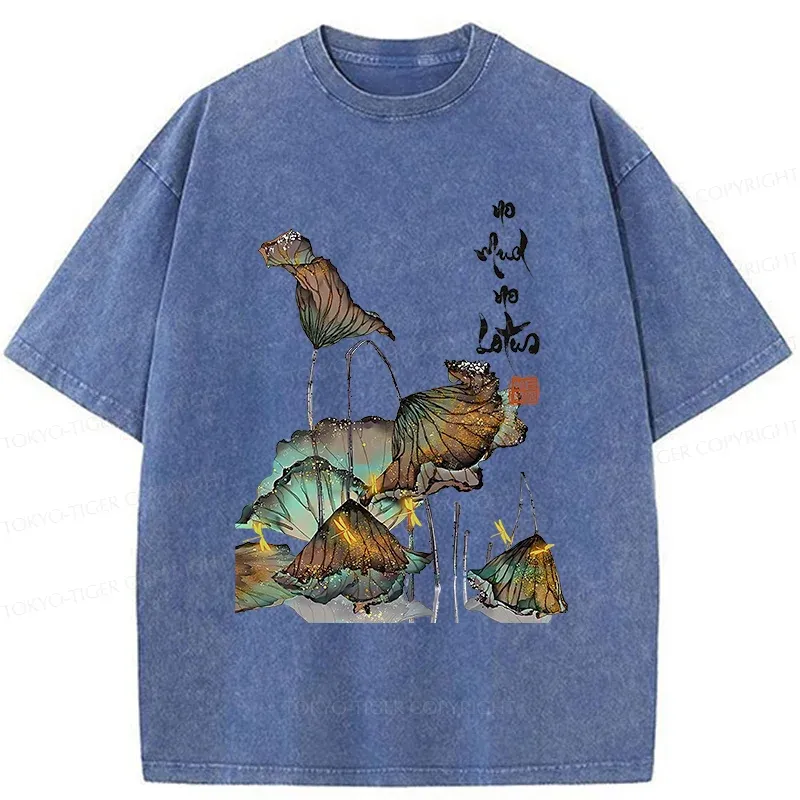 Tokyo-Tiger Zen Sayings No Mud No Lotus Washed T-Shirt Sale