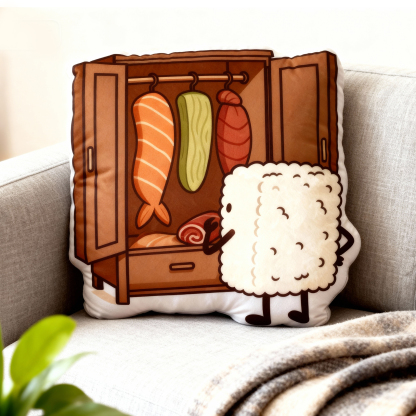 Tokyo-Tiger Sushi Pick Out Clothes Shaped Throw Pillow