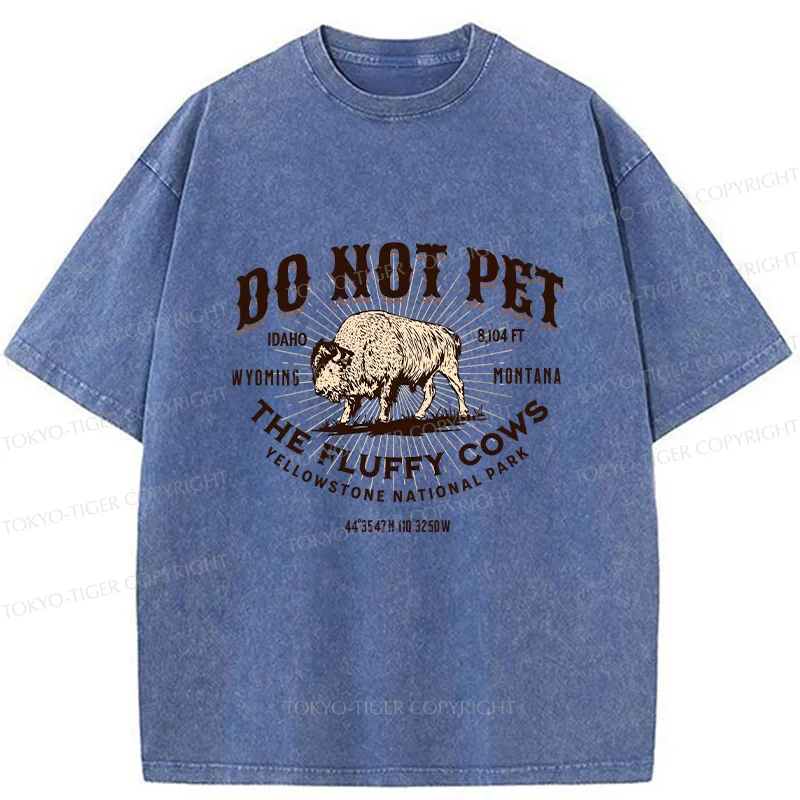 Tokyo-Tiger Fluffy Cows Funny Washed T-Shirt