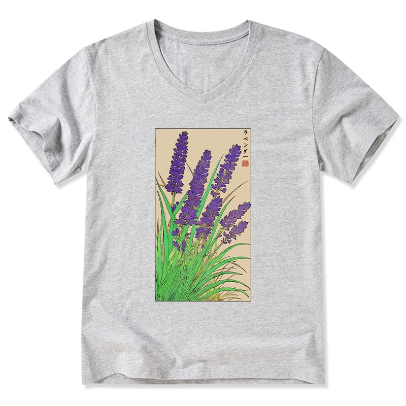 Tokyo-Tiger Japanese Lavender V-Neck Classic T-Shirt
