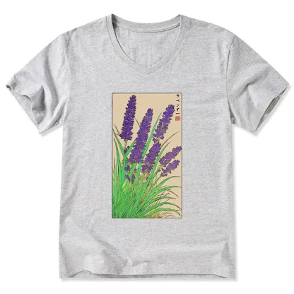 Tokyo-Tiger Japanese Lavender V-Neck Classic T-Shirt