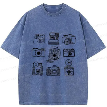 Tokyo-Tiger Various Cameras Washed T-Shirt