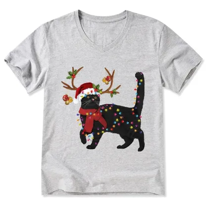 Tokyo-Tiger Christmas Black Cat V-Neck Classic T-Shirt