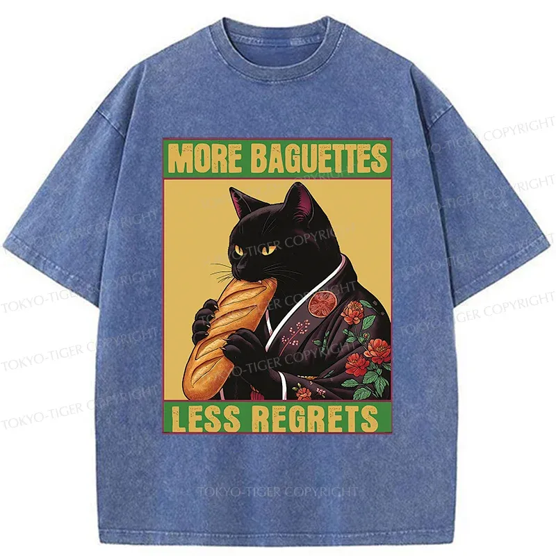 Tokyo-Tiger More Baguettes Less Regrets Washed T-Shirt