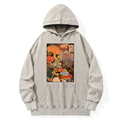Tokyo-Tiger Psychedelic Mushroom Paintings Washed Hoodie