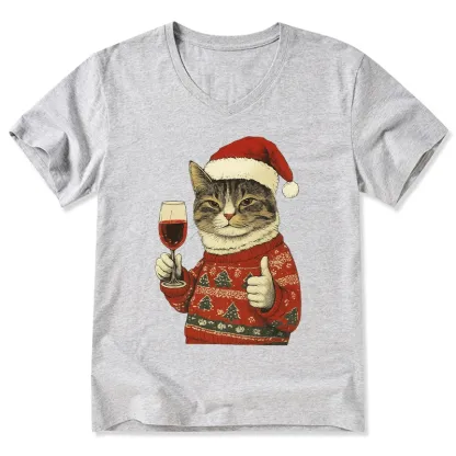 Tokyo-Tiger Christmas Cat Likes V-Neck Classic T-Shirt