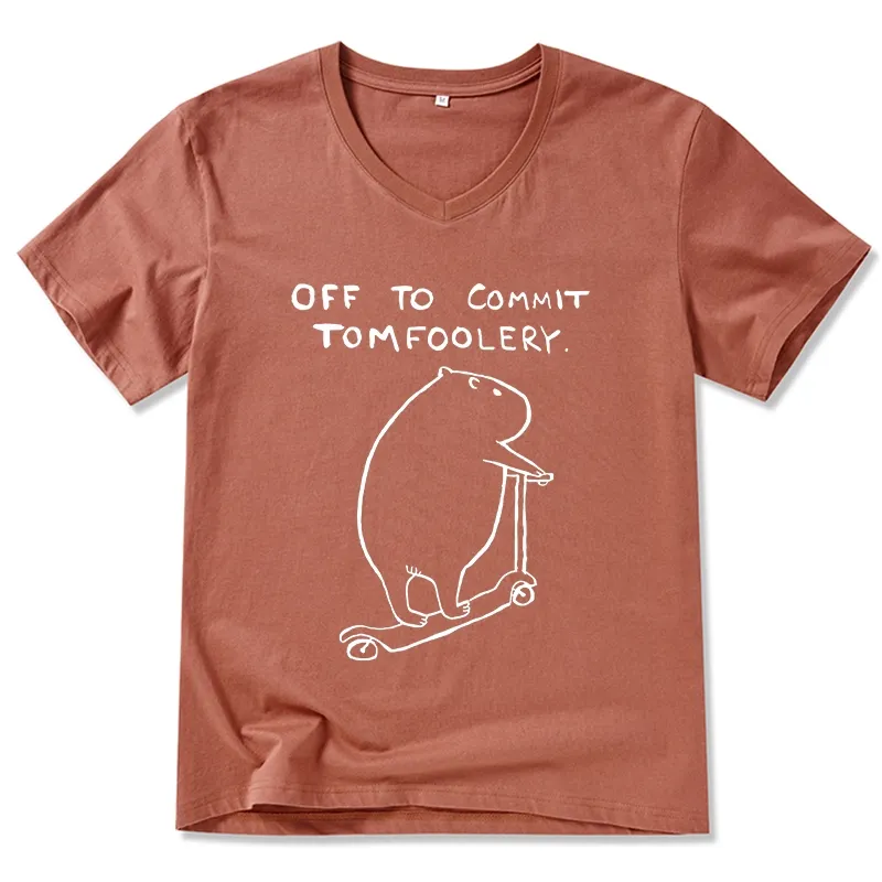 Tokyo-Tiger Capybara Is Ready To Do Something Bad V-Neck Classic T-Shirt