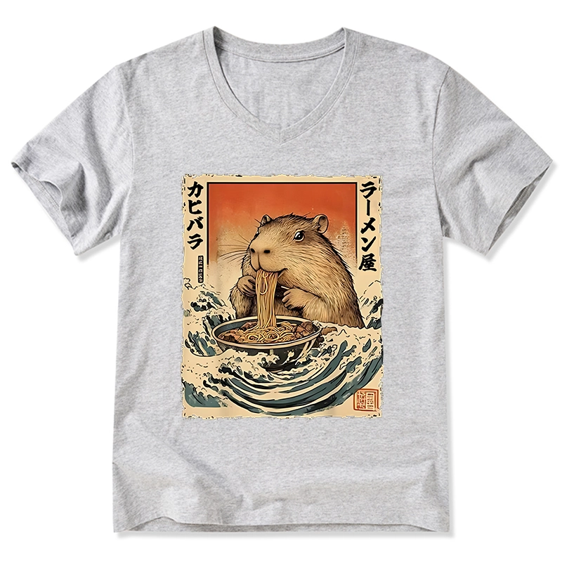 Tokyo-Tiger Hamster Eating Ramen V-Neck Classic T-Shirt