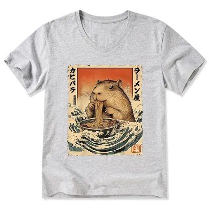 Tokyo-Tiger Hamster Eating Ramen V-Neck Classic T-Shirt