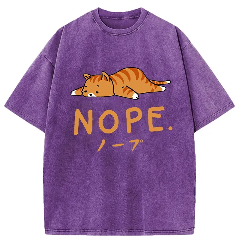 Tokyo-Tiger Cute Lying Cat Washed T-Shirt Sale