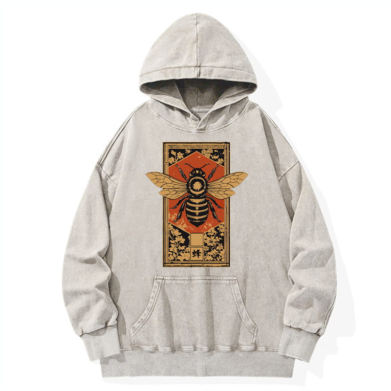 Tokyo-Tiger Japanese Bee Art Washed Hoodie