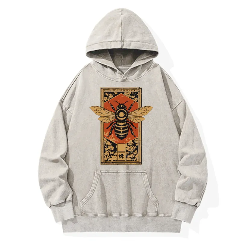 Tokyo-Tiger Japanese Bee Art Washed Hoodie