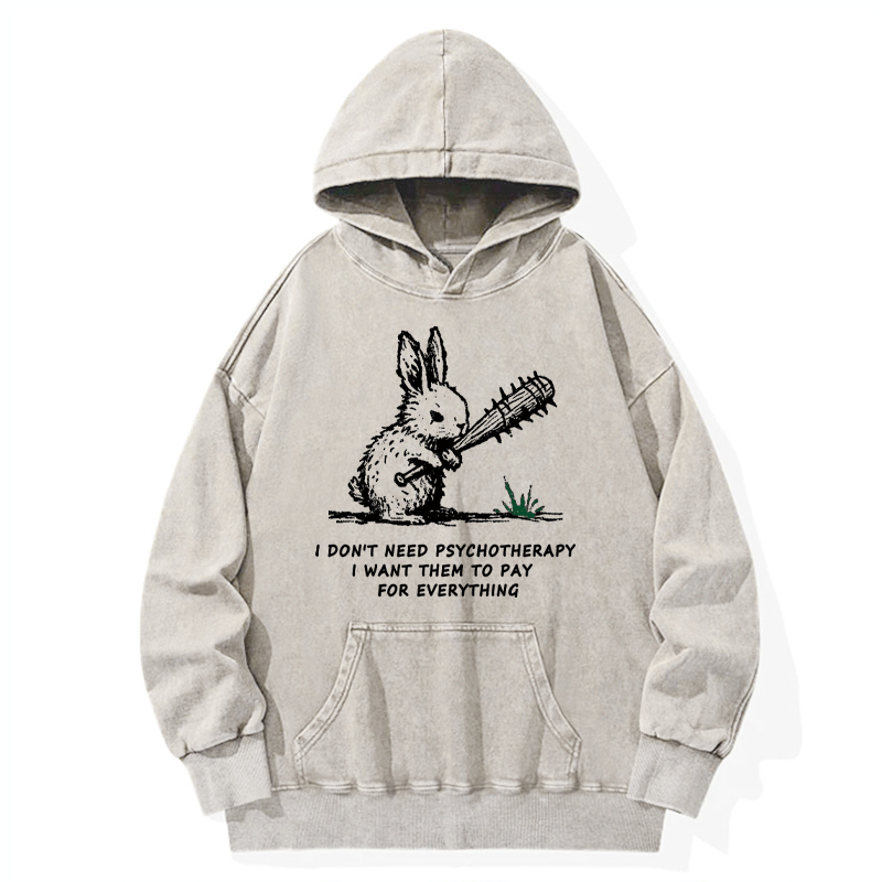 Tokyo-Tiger Violent Rabbit Funny Washed Hoodie