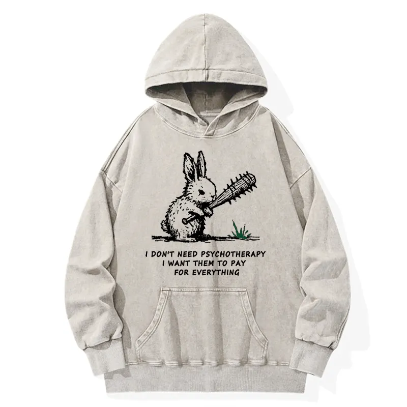 Tokyo-Tiger Violent Rabbit Funny Washed Hoodie