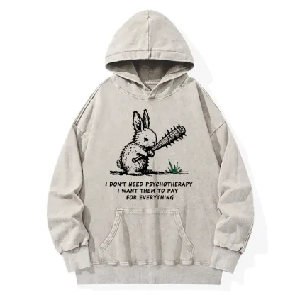 Tokyo-Tiger Violent Rabbit Funny Washed Hoodie