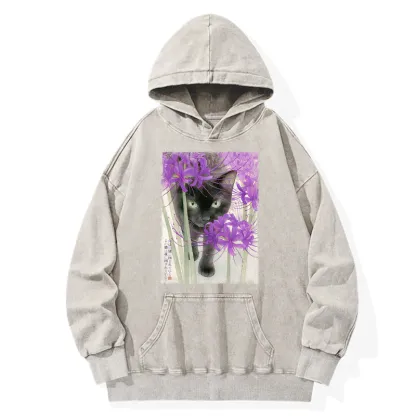 Tokyo-Tiger A Cat Among The Flowers Washed Hoodie