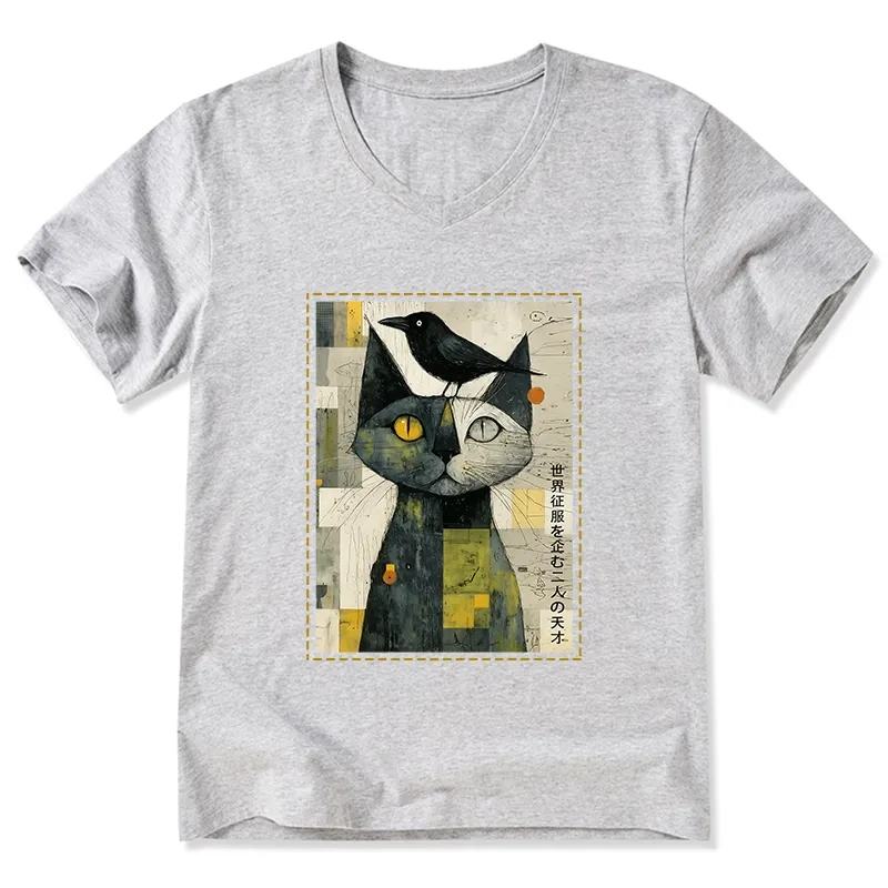 Tokyo-Tiger The Cat And The Crow Are Planning To Rule The World V-Neck Classic T-Shirt