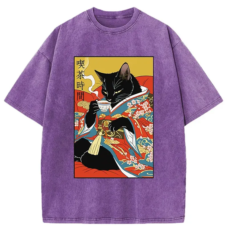 Tokyo-Tiger Afternoon Tea Time Washed T-Shirt