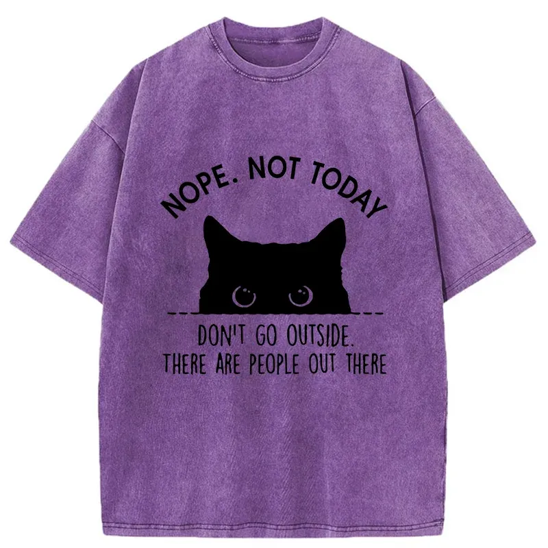 Tokyo-Tiger Introverted Cats Can't Go Outside Washed T-Shirt