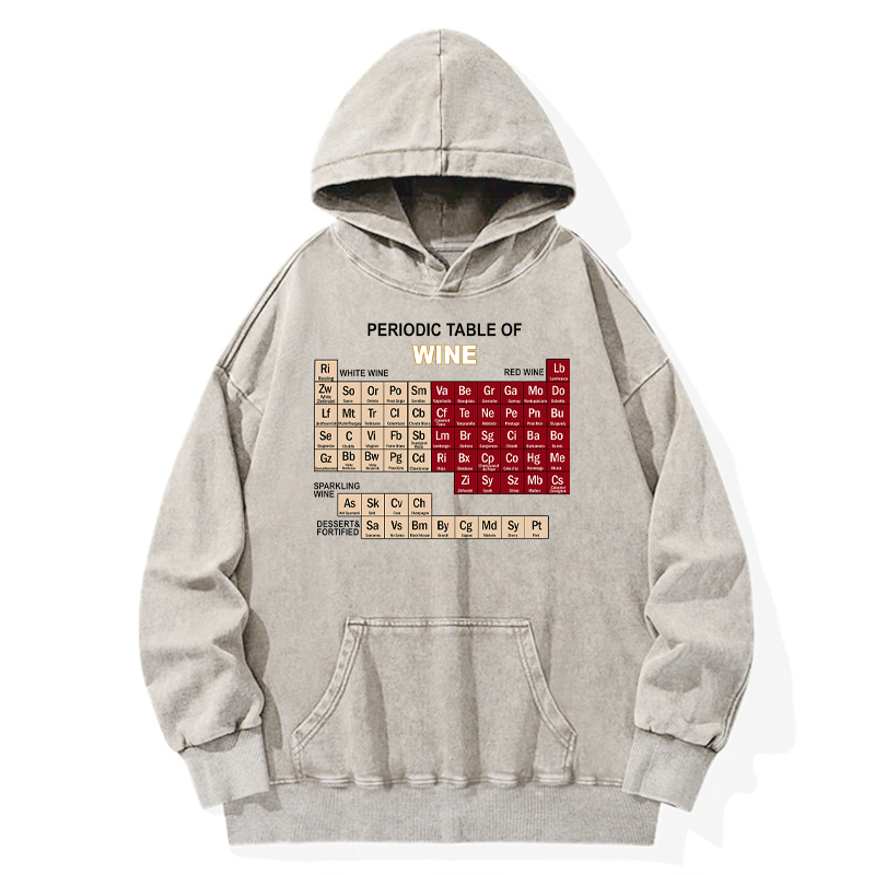 Tokyo-Tiger Table of Elements of Wine Washed Hoodie